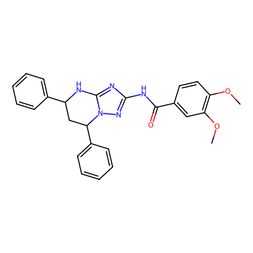 N-(2,4-diphenyl-1,5,7,9-tetrazabicyclo[4.3.0]nona-5,7-dien-8-yl)-3,4-dimethoxy-benzamide structure