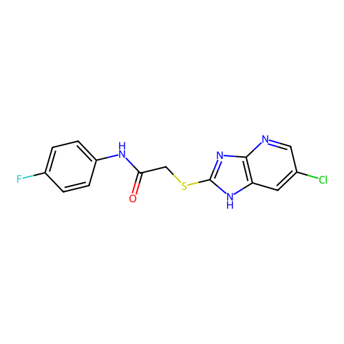 2-[(6-chloro-1H-imidazo[4,5-b]pyridin-2-yl)sulfanyl]-N-(4-fluorophenyl)acetamide structure