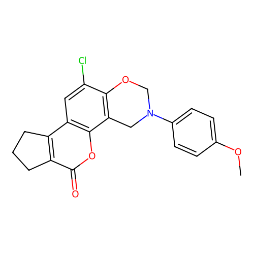11-chloro-3-(4-methoxyphenyl)-3,4,8,9-tetrahydro-2H-cyclopenta[3,4]chromeno[8,7-e][1,3]oxazin-6(7H)-one structure