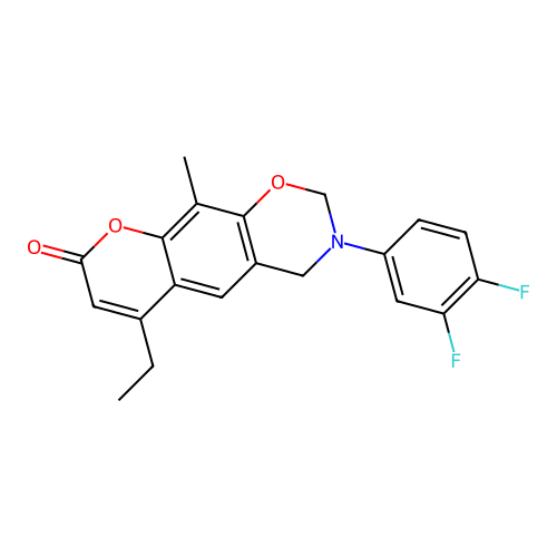 3-(3,4-difluorophenyl)-6-ethyl-10-methyl-2,4-dihydropyrano[3,2-g][1,3]benzoxazin-8-one structure