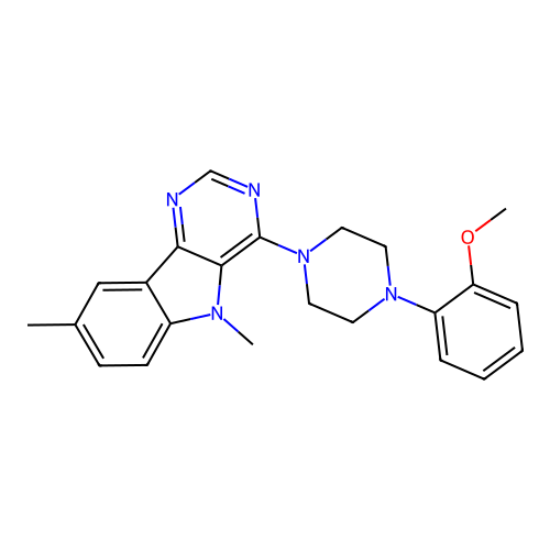 4-(4-(2-methoxyphenyl)piperazin-1-yl)-5,8-dimethyl-5H-pyrimido[5,4-b]indole structure