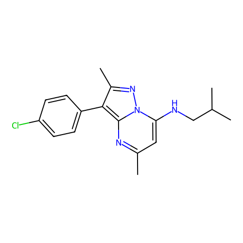 3-(4-chlorophenyl)-2,5-dimethyl-N-(2-methylpropyl)pyrazolo[1,5-a]pyrimidin-7-amine structure