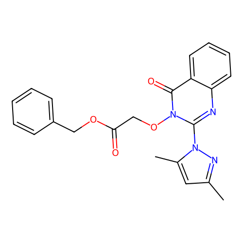 Benzyl 2-[2-(3,5-dimethylpyrazol-1-yl)-4-oxoquinazolin-3-yl]oxyacetate structure