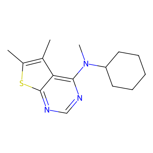 N-cyclohexyl-N,5,6-trimethylthieno[2,3-d]pyrimidin-4-amine structure
