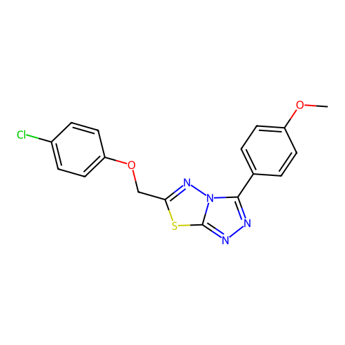 6-[(4-chlorophenoxy)methyl]-3-(4-methoxyphenyl)[1,2,4]triazolo[3,4-b][1,3,4]thiadiazole structure