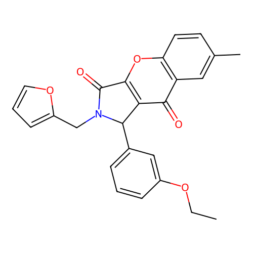 1-(3-ethoxyphenyl)-2-(furan-2-ylmethyl)-7-methyl-1,2-dihydrochromeno[2,3-c]pyrrole-3,9-dione structure