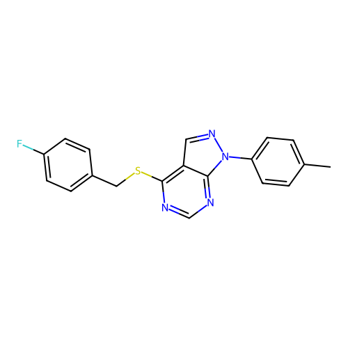 4-[(4-fluorobenzyl)sulfanyl]-1-(4-methylphenyl)-1H-pyrazolo[3,4-d]pyrimidine structure