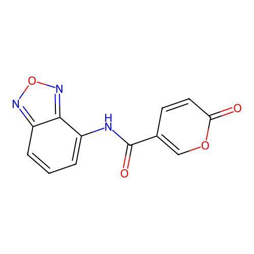 N-(2,1,3-benzoxadiazol-4-yl)-2-oxo-2H-pyran-5-carboxamide structure