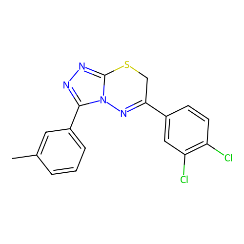 6-(3,4-dichlorophenyl)-3-(3-methylphenyl)-7H-[1,2,4]triazolo[3,4-b][1,3,4]thiadiazine structure