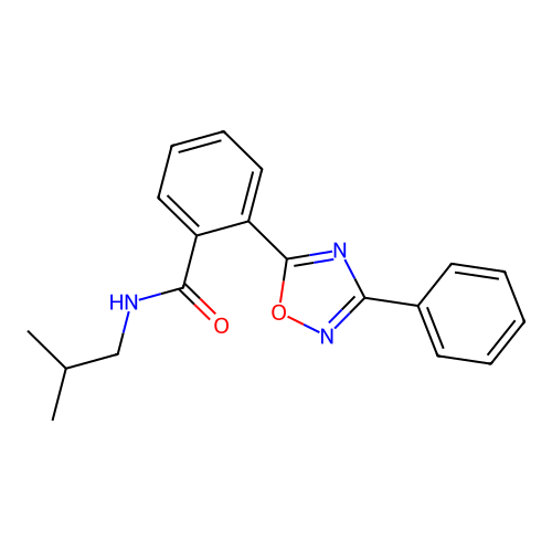 N-(2-methylpropyl)-2-(3-phenyl-1,2,4-oxadiazol-5-yl)benzamide structure