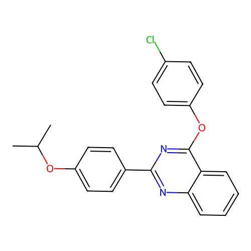 4-(4-Chlorophenoxy)-2-[4-(propan-2-yloxy)phenyl]quinazoline structure