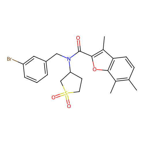 N-(3-bromobenzyl)-N-(1,1-dioxidotetrahydrothiophen-3-yl)-3,6,7-trimethyl-1-benzofuran-2-carboxamide structure