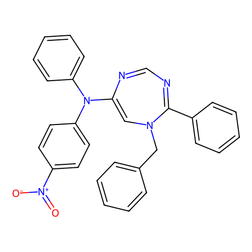 1-benzyl-N-(4-nitrophenyl)-N,2-diphenyl-1H-1,3,5-triazepin-6-amine structure