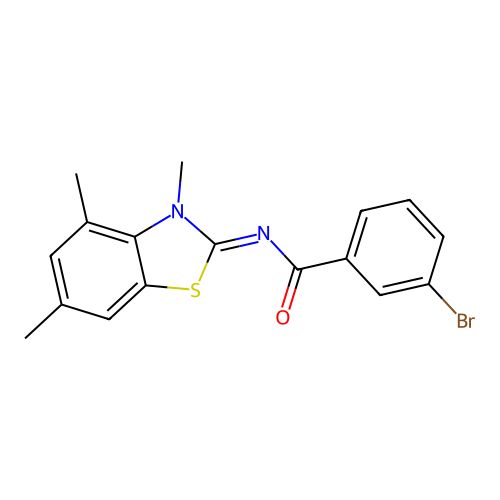 (E)-3-bromo-N-(3,4,6-trimethylbenzo[d]thiazol-2(3H)-ylidene)benzamide structure