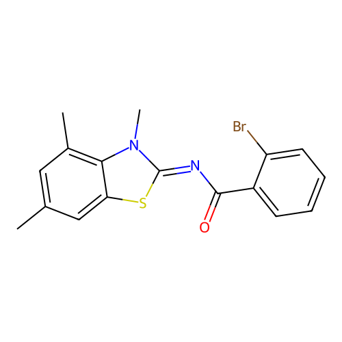 2-bromo-N-(3,4,6-trimethyl-1,3-benzothiazol-2-ylidene)benzamide structure