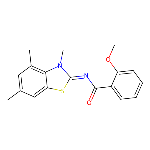 2-methoxy-N-(3,4,6-trimethyl-1,3-benzothiazol-2-ylidene)benzamide structure