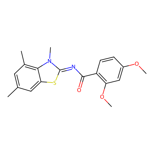 (E)-2,4-dimethoxy-N-(3,4,6-trimethylbenzo[d]thiazol-2(3H)-ylidene)benzamide structure