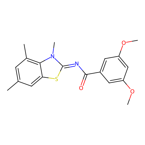 3,5-dimethoxy-N-(3,4,6-trimethyl-1,3-benzothiazol-2-ylidene)benzamide structure