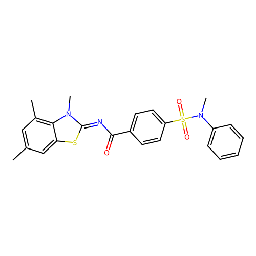 (E)-4-(N-methyl-N-phenylsulfamoyl)-N-(3,4,6-trimethylbenzo[d]thiazol-2(3H)-ylidene)benzamide structure
