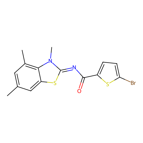 5-bromo-N-(3,4,6-trimethyl-1,3-benzothiazol-2-ylidene)thiophene-2-carboxamide structure