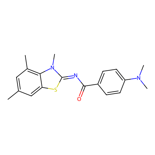 4-(dimethylamino)-N-(3,4,6-trimethyl-1,3-benzothiazol-2-ylidene)benzamide structure