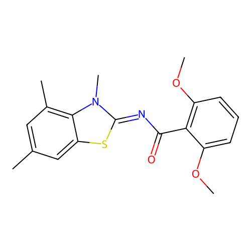 (E)-2,6-dimethoxy-N-(3,4,6-trimethylbenzo[d]thiazol-2(3H)-ylidene)benzamide structure