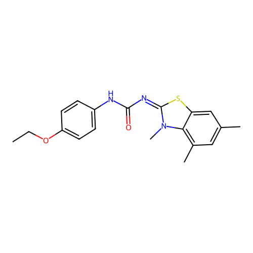 (3E)-1-(4-ethoxyphenyl)-3-(3,4,6-trimethyl-1,3-benzothiazol-2-ylidene)urea structure