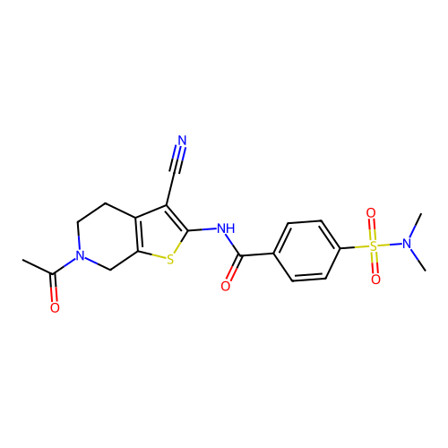 N-{6-acetyl-3-cyano-4H,5H,6H,7H-thieno[2,3-c]pyridin-2-yl}-4-(dimethylsulfamoyl)benzamide structure