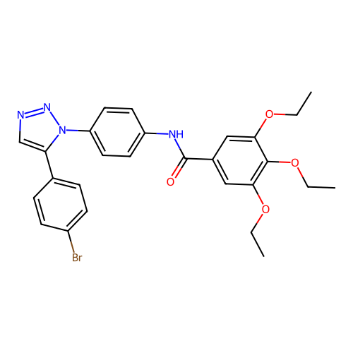 N-{4-[5-(4-bromophenyl)-1H-1,2,3-triazol-1-yl]phenyl}-3,4,5-triethoxybenzamide structure