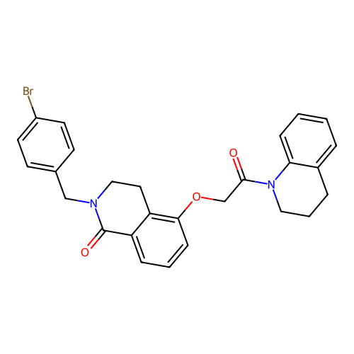 2-[(4-bromophenyl)methyl]-5-[2-oxo-2-(1,2,3,4-tetrahydroquinolin-1-yl)ethoxy]-1,2,3,4-tetrahydroisoquinolin-1-one structure