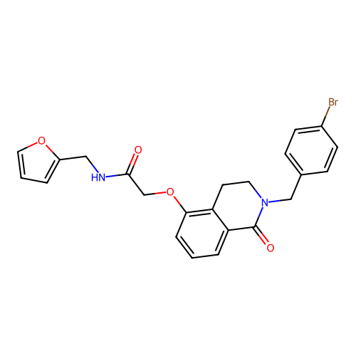2-({2-[(4-bromophenyl)methyl]-1-oxo-1,2,3,4-tetrahydroisoquinolin-5-yl}oxy)-N-[(furan-2-yl)methyl]acetamide structure