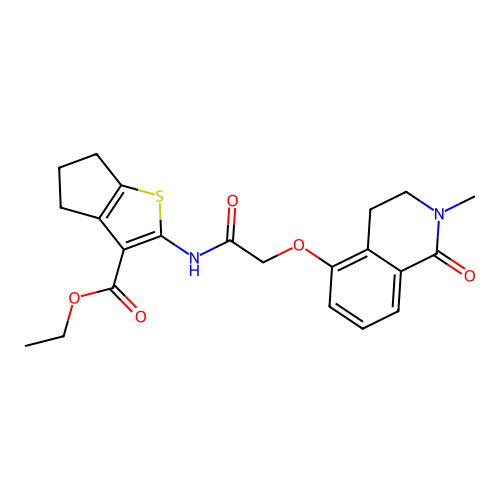 ethyl 2-[[2-[(2-methyl-1-oxo-3,4-dihydroisoquinolin-5-yl)oxy]acetyl]amino]-5,6-dihydro-4H-cyclopenta[b]thiophene-3-carboxylate structure