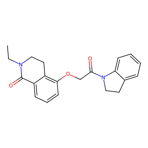 2-ethyl-5-(2-(indolin-1-yl)-2-oxoethoxy)-3,4-dihydroisoquinolin-1(2H)-one structure