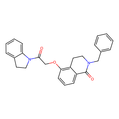2-benzyl-5-(2-(indolin-1-yl)-2-oxoethoxy)-3,4-dihydroisoquinolin-1(2H)-one structure