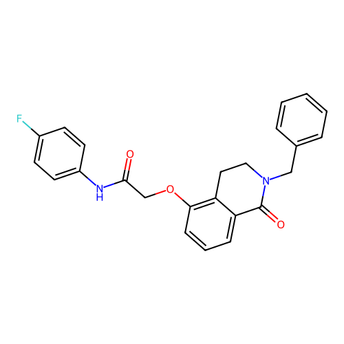 2-[(2-benzyl-1-oxo-3,4-dihydroisoquinolin-5-yl)oxy]-N-(4-fluorophenyl)acetamide structure