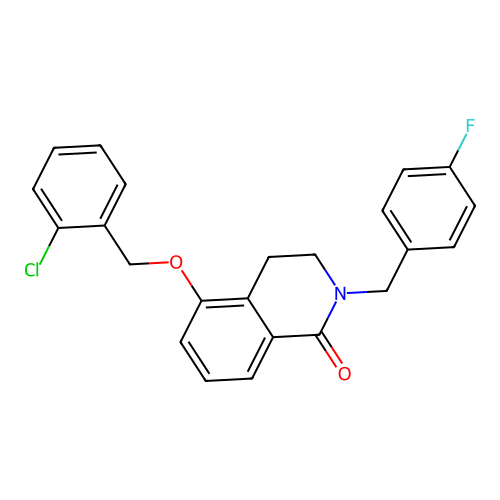 5-((2-chlorobenzyl)oxy)-2-(4-fluorobenzyl)-3,4-dihydroisoquinolin-1(2H)-one structure