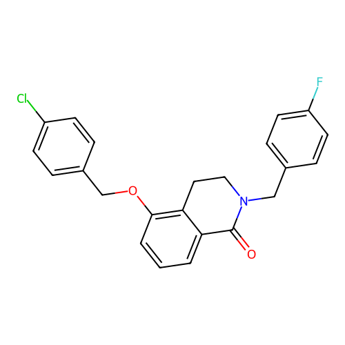 5-((4-chlorobenzyl)oxy)-2-(4-fluorobenzyl)-3,4-dihydroisoquinolin-1(2H)-one structure