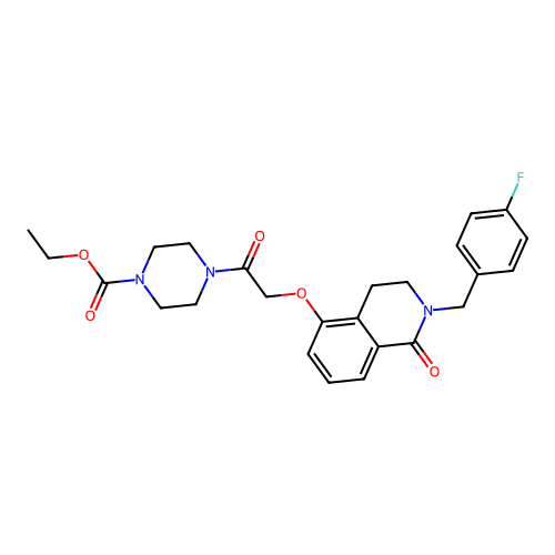 ethyl 4-(2-((2-(4-fluorobenzyl)-1-oxo-1,2,3,4-tetrahydroisoquinolin-5-yl)oxy)acetyl)piperazine-1-carboxylate structure