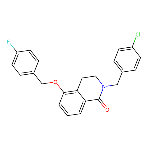 2-(4-chlorobenzyl)-5-((4-fluorobenzyl)oxy)-3,4-dihydroisoquinolin-1(2H)-one structure