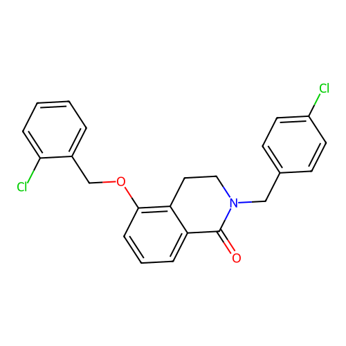 2-(4-chlorobenzyl)-5-((2-chlorobenzyl)oxy)-3,4-dihydroisoquinolin-1(2H)-one structure