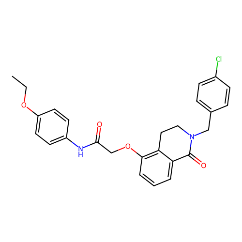 2-[[2-[(4-chlorophenyl)methyl]-1-oxo-3,4-dihydroisoquinolin-5-yl]oxy]-N-(4-ethoxyphenyl)acetamide structure
