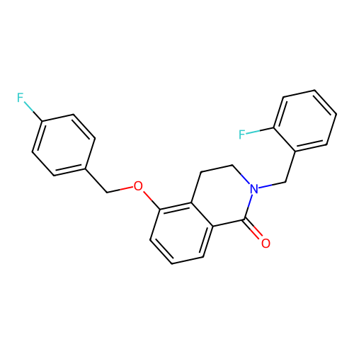 2-(2-fluorobenzyl)-5-((4-fluorobenzyl)oxy)-3,4-dihydroisoquinolin-1(2H)-one structure