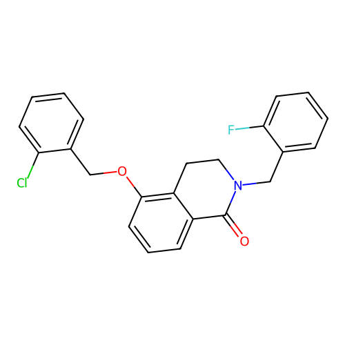 5-((2-chlorobenzyl)oxy)-2-(2-fluorobenzyl)-3,4-dihydroisoquinolin-1(2H)-one structure