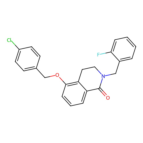 5-((4-chlorobenzyl)oxy)-2-(2-fluorobenzyl)-3,4-dihydroisoquinolin-1(2H)-one structure