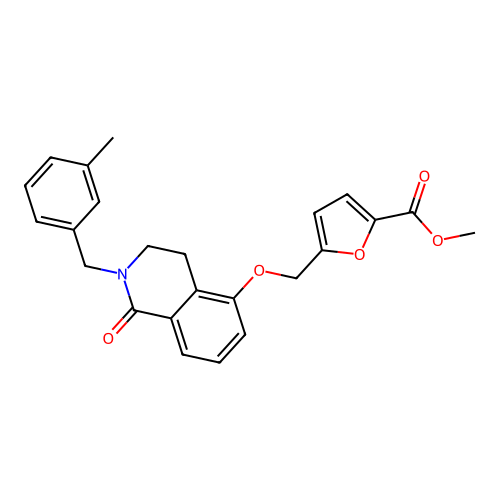 methyl 5-[({2-[(3-methylphenyl)methyl]-1-oxo-1,2,3,4-tetrahydroisoquinolin-5-yl}oxy)methyl]furan-2-carboxylate structure
