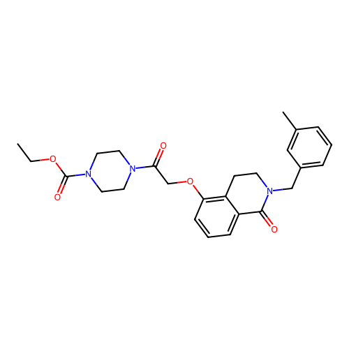ethyl 4-[2-({2-[(3-methylphenyl)methyl]-1-oxo-1,2,3,4-tetrahydroisoquinolin-5-yl}oxy)acetyl]piperazine-1-carboxylate structure