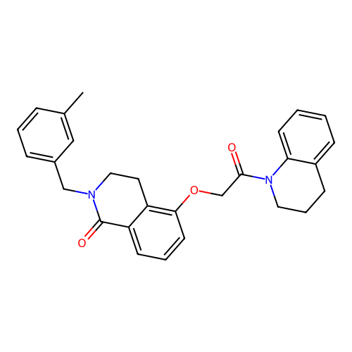 5-[2-(3,4-dihydro-2H-quinolin-1-yl)-2-oxoethoxy]-2-[(3-methylphenyl)methyl]-3,4-dihydroisoquinolin-1-one structure