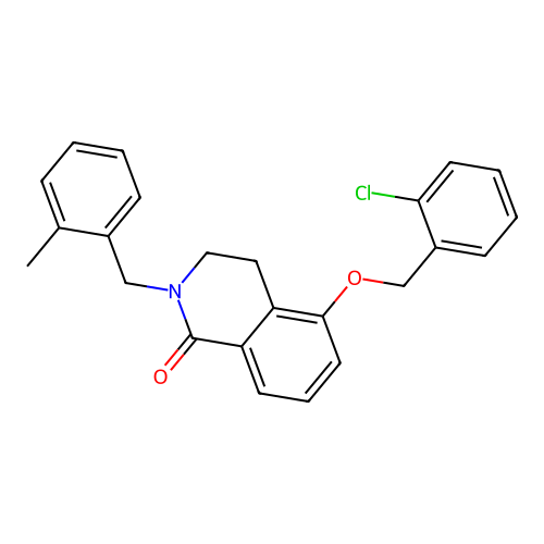 5-((2-chlorobenzyl)oxy)-2-(2-methylbenzyl)-3,4-dihydroisoquinolin-1(2H)-one structure