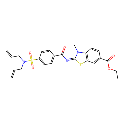 (E)-ethyl 2-((4-(N,N-diallylsulfamoyl)benzoyl)imino)-3-methyl-2,3-dihydrobenzo[d]thiazole-6-carboxylate structure