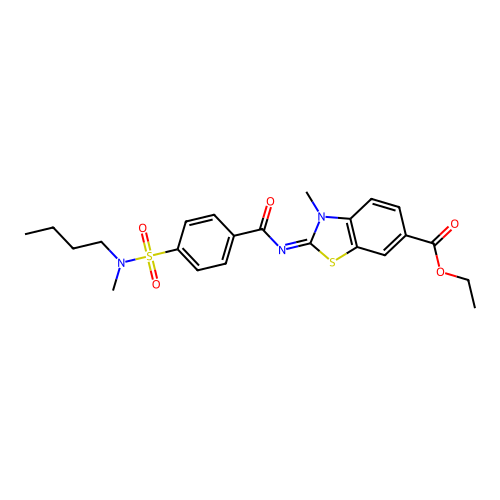 (Z)-ethyl 2-((4-(N-butyl-N-methylsulfamoyl)benzoyl)imino)-3-methyl-2,3-dihydrobenzo[d]thiazole-6-carboxylate structure